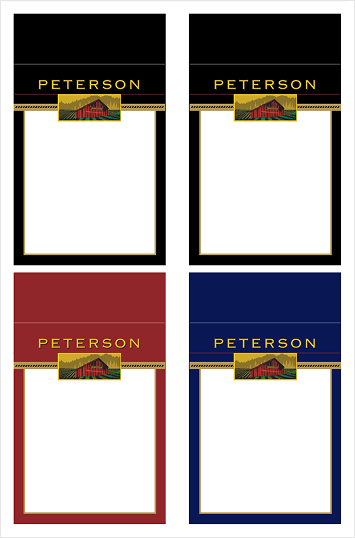 Peterson Winery shelf talker collection with four wine label designs