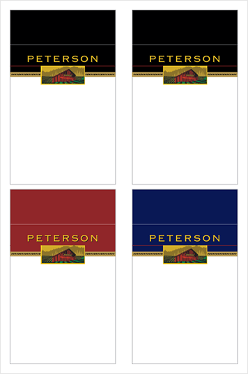 Peterson Winery shelf talker collection with four additional wine label designs